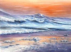 2021-10 Brandung im Morgenrot - Insel Usedom
